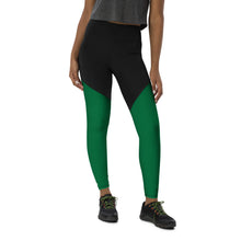 Load image into Gallery viewer, DOTG Black/Green Sports Leggings