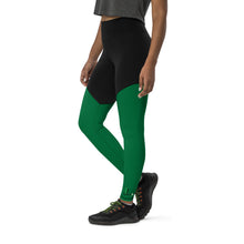 Load image into Gallery viewer, DOTG Black/Green Sports Leggings