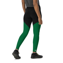 Load image into Gallery viewer, DOTG Black/Green Sports Leggings